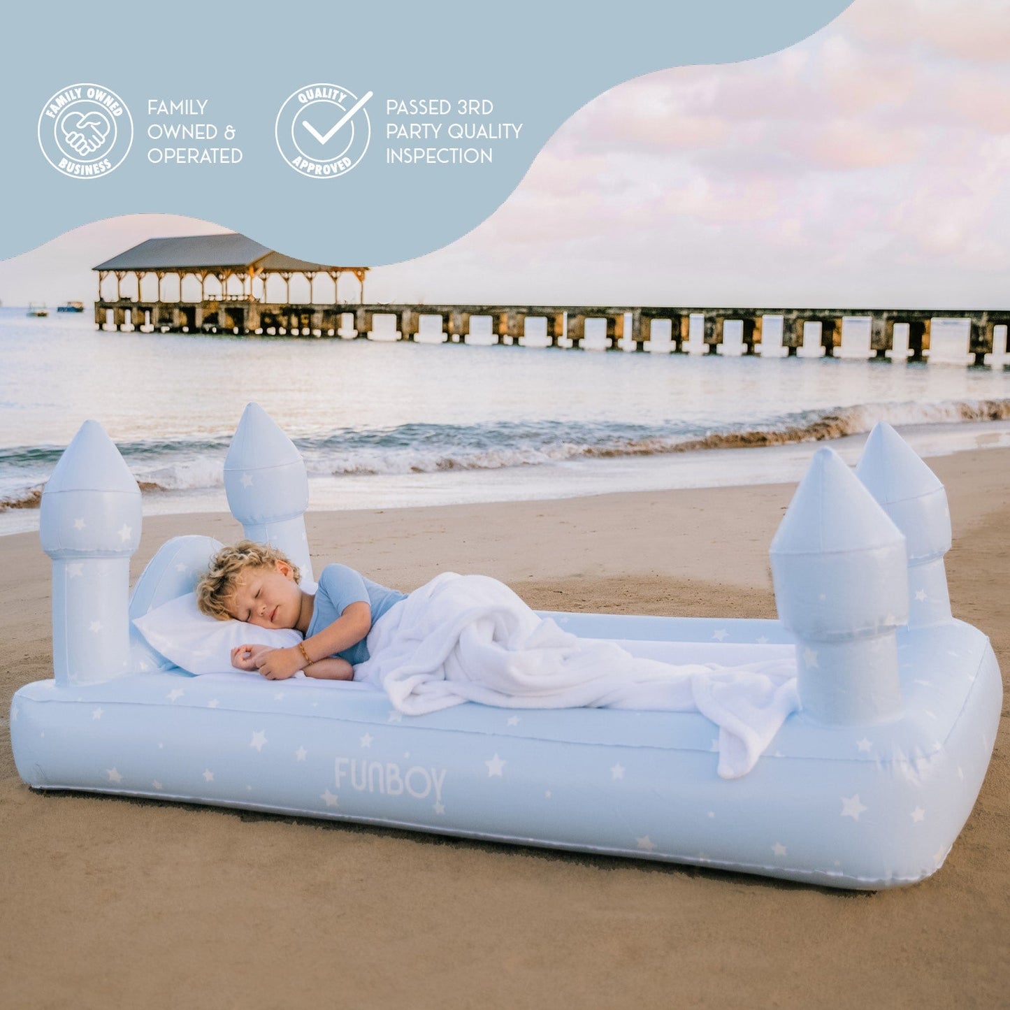 Kids Sleepover Bed - Blue Castle Air Mattress - FUNBOY