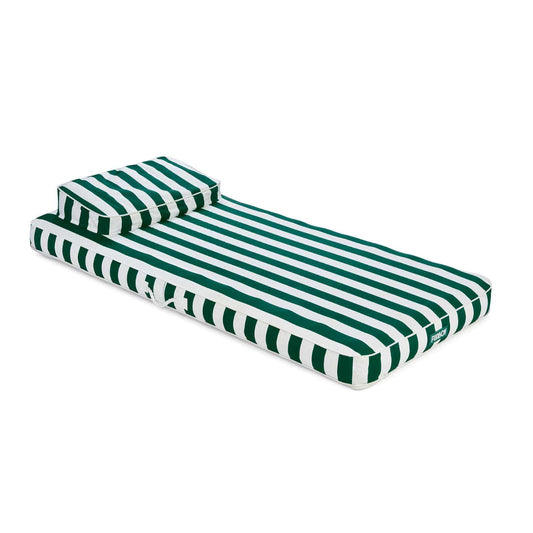 Fabric Classic Mat Lounger Pool Float - Green Cabana Stripe - FUNBOY