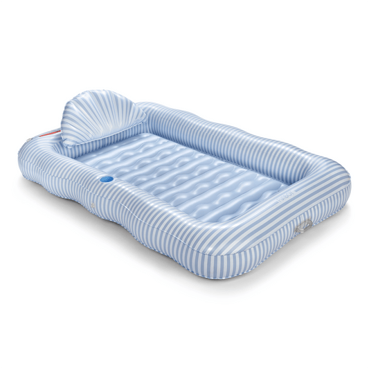 Tanning Pool Lounger: Blue & White Stripes - FUNBOY