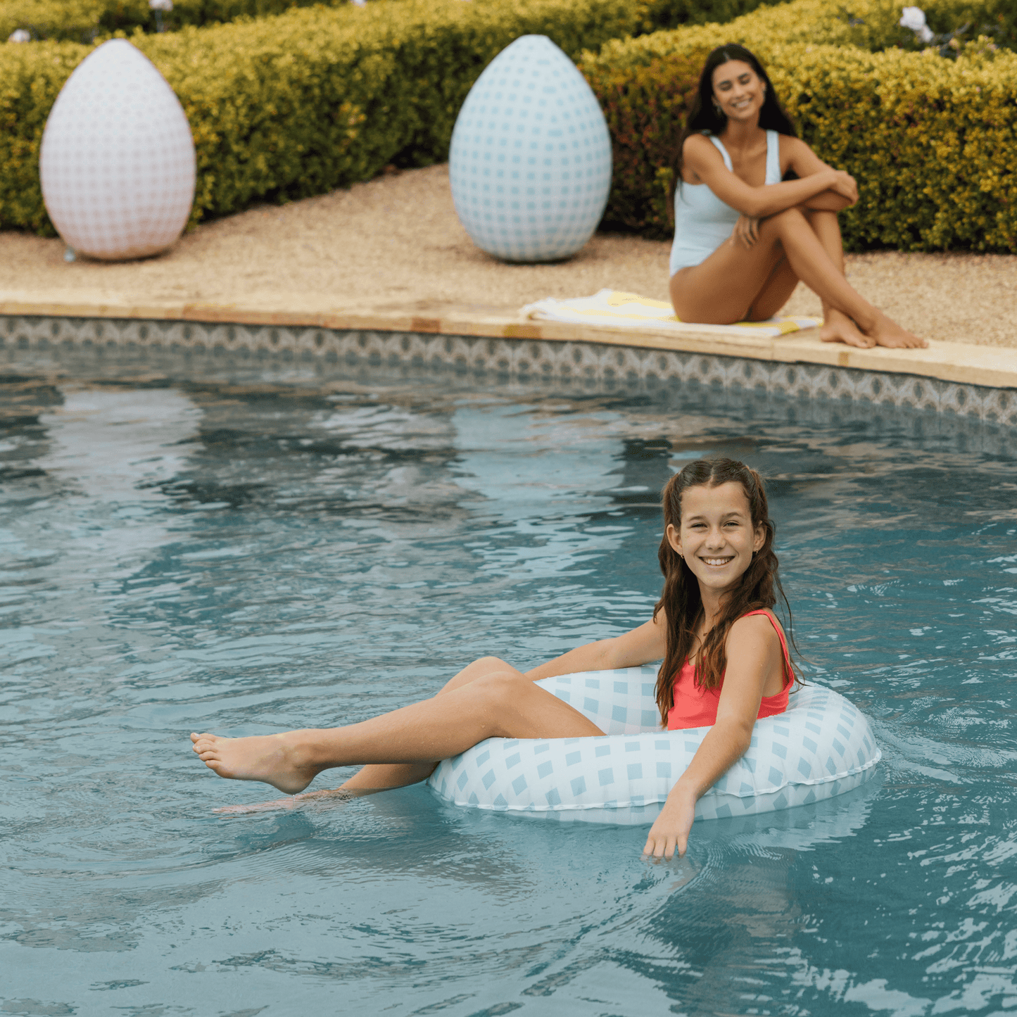 Blue Gingham Kids Tube Float - FUNBOY