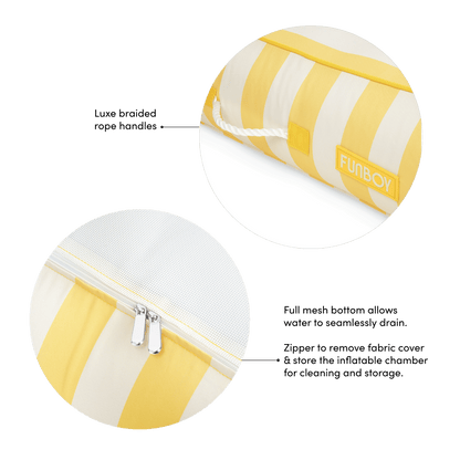 Fabric Covered Pool Float - Yellow Sunbed Lounger - FUNBOY