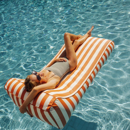 Fabric Covered Pool Float - Orange Sunbed Lounger - FUNBOY