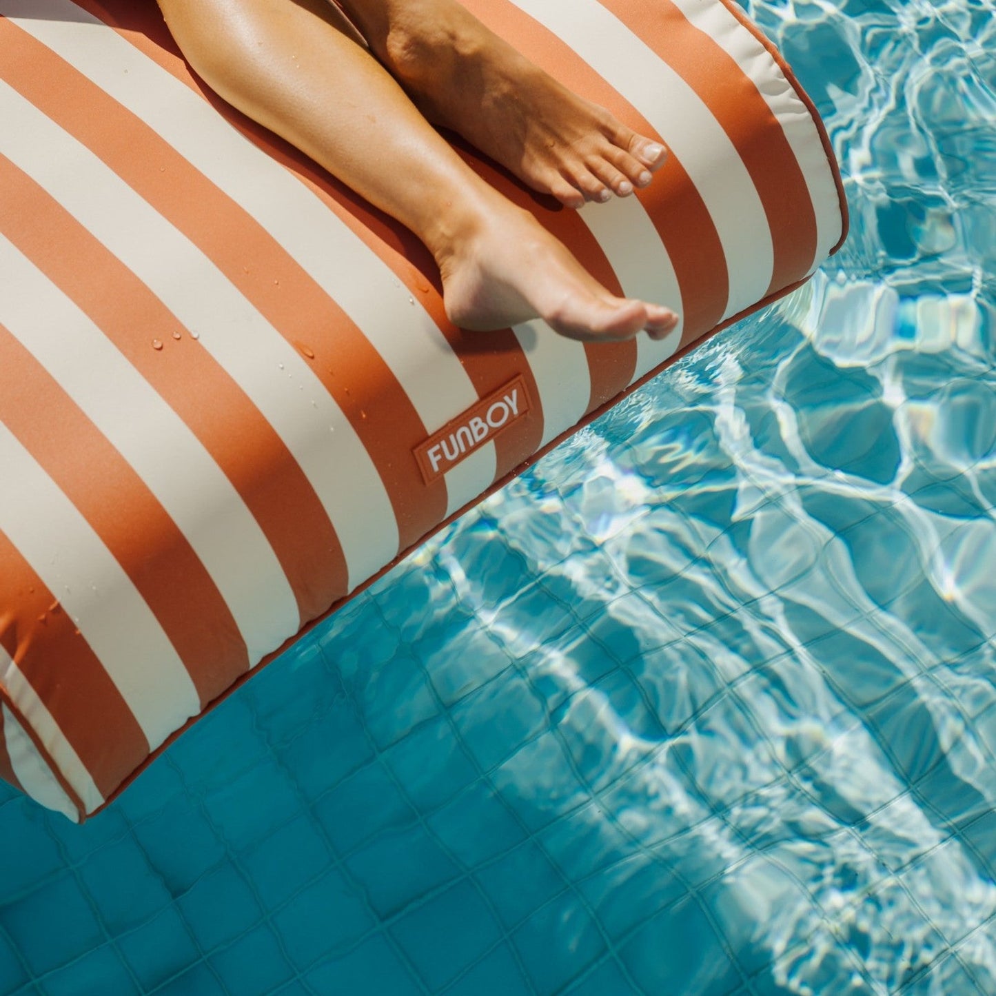 Fabric Covered Pool Float - Orange Sunbed Lounger - FUNBOY