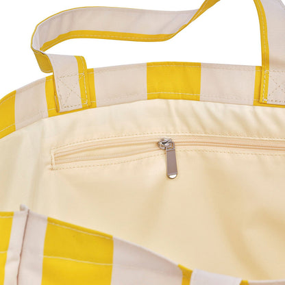 Beach Bag Tote, Yellow Cabana Stripe - FUNBOY