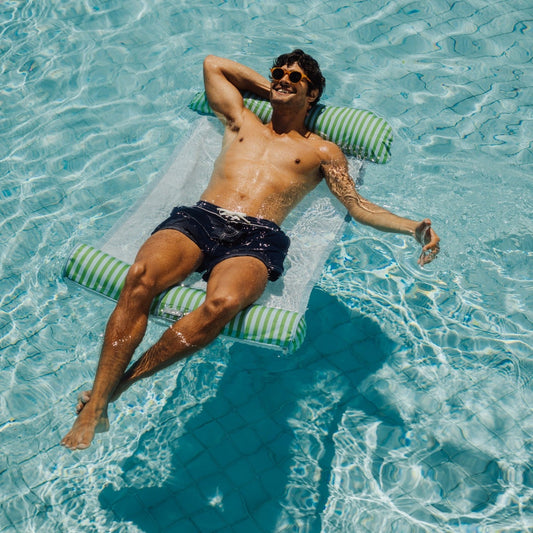 Fabric Pool Hammock, Green & Blue - FUNBOY