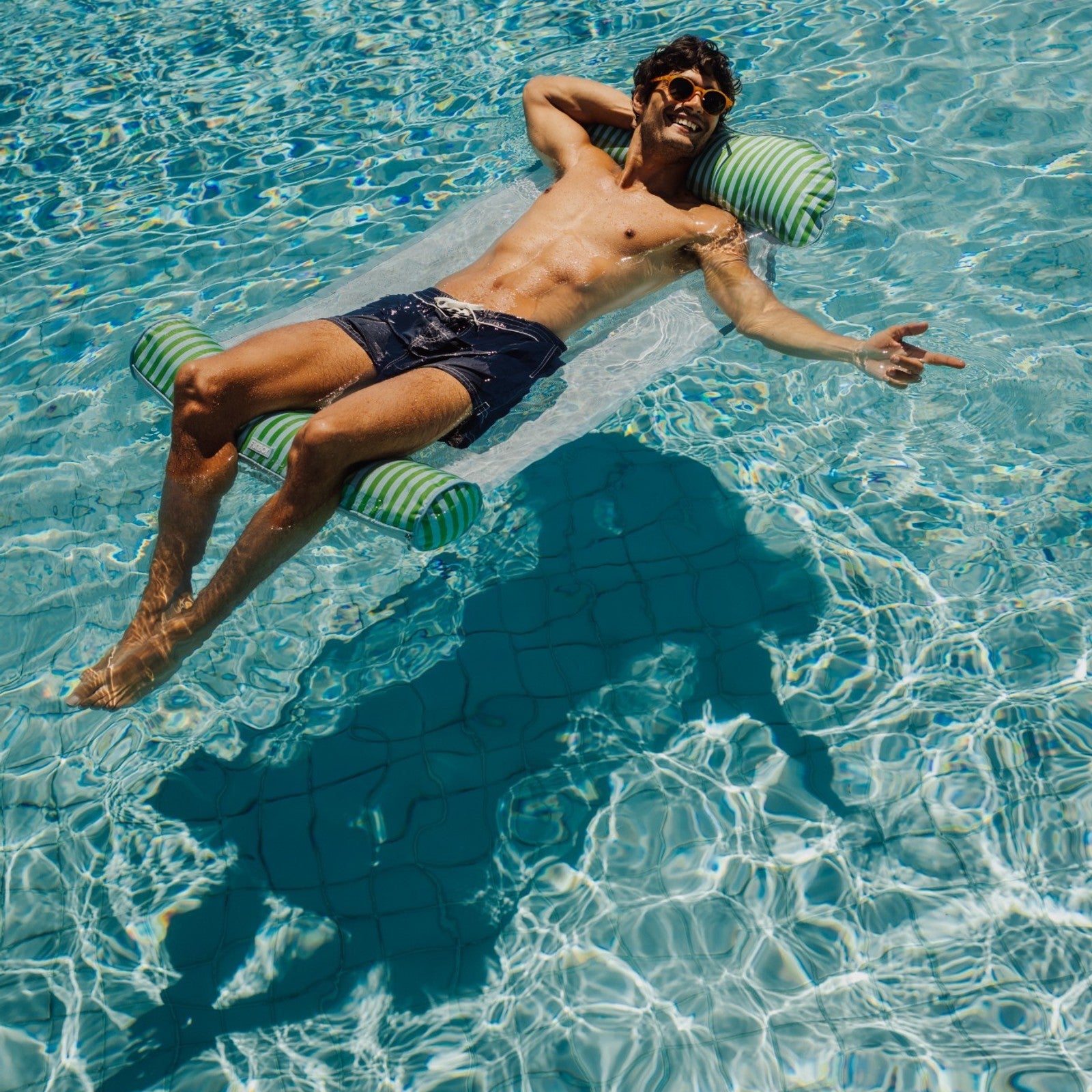 Fabric Pool Hammock, Green & Blue - FUNBOY