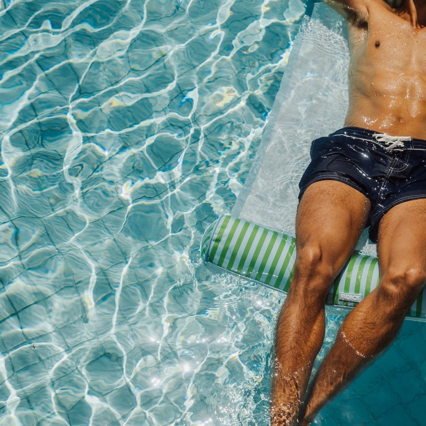 Fabric Pool Hammock, Green & Blue - FUNBOY