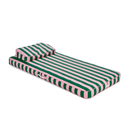 Fabric Covered Flat Lounger Pool Float - Pink & Green - FUNBOY