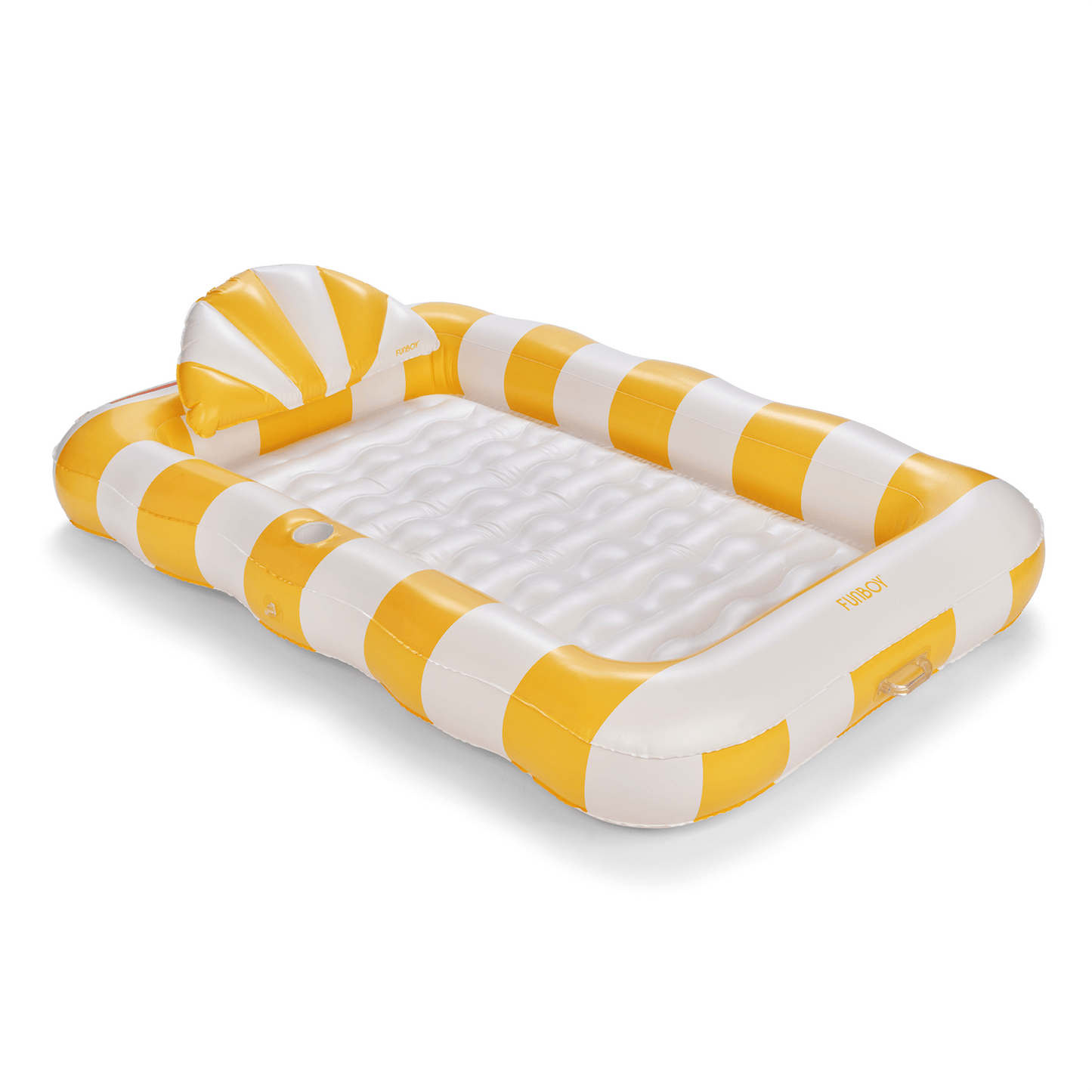 Tanning Pool Lounger: Yellow & White Stripes - FUNBOY