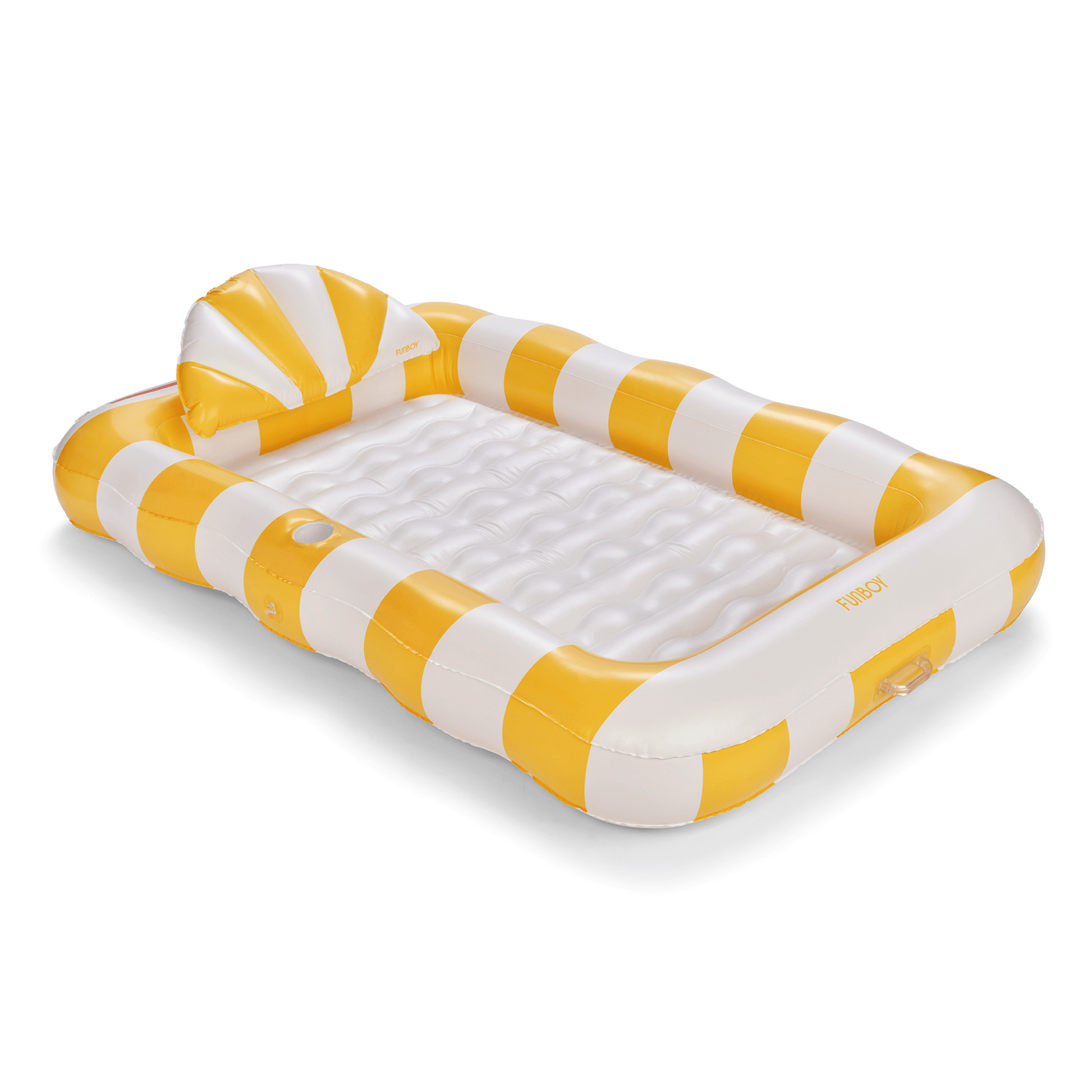 Tanning Pool Lounger: Yellow & White Stripes - FUNBOY