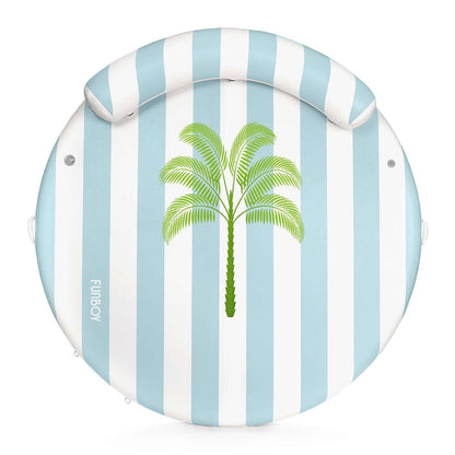 Inflatable Floating Dock: White, Blue Stripes Palm - FUNBOY