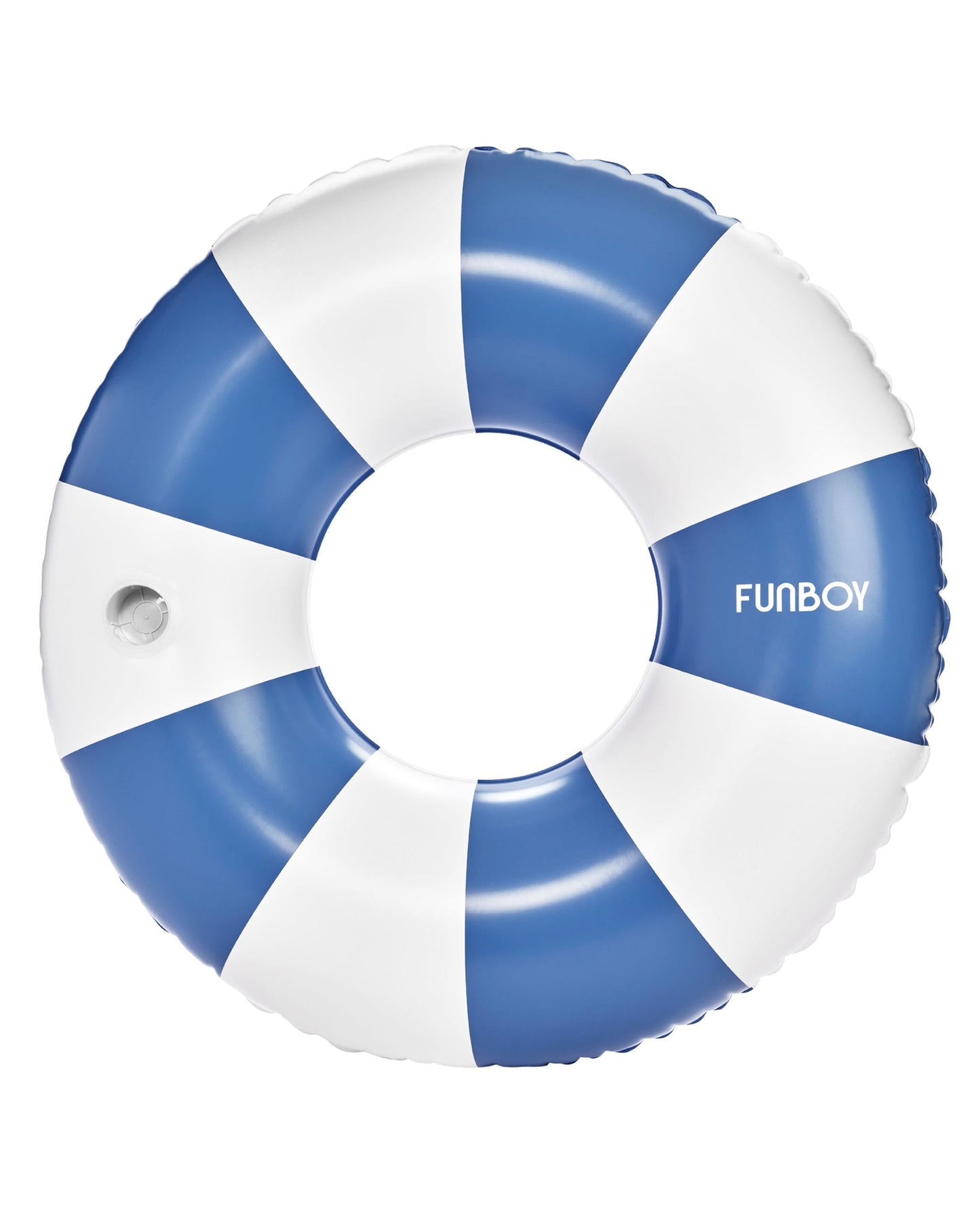 Large Pool Tube Float: Denim Blue Orange & White Stripes, 46" - FUNBOY