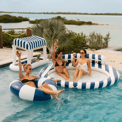 Large Pool Tube Float: Navy Blue, White Stripes, 48" - FUNBOY