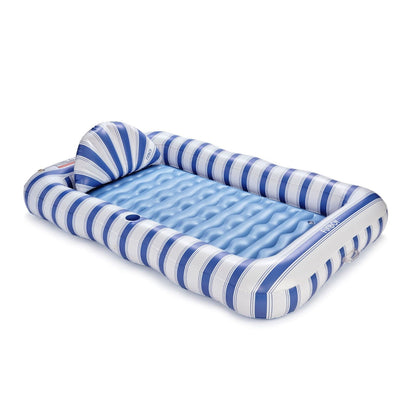 Tanning Pool Lounger: Blue & White Stripes - FUNBOY