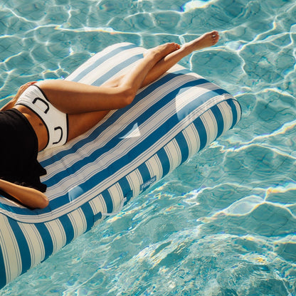 Fabric Covered Pool Float - Denim Blue Sunbed Lounger - FUNBOY