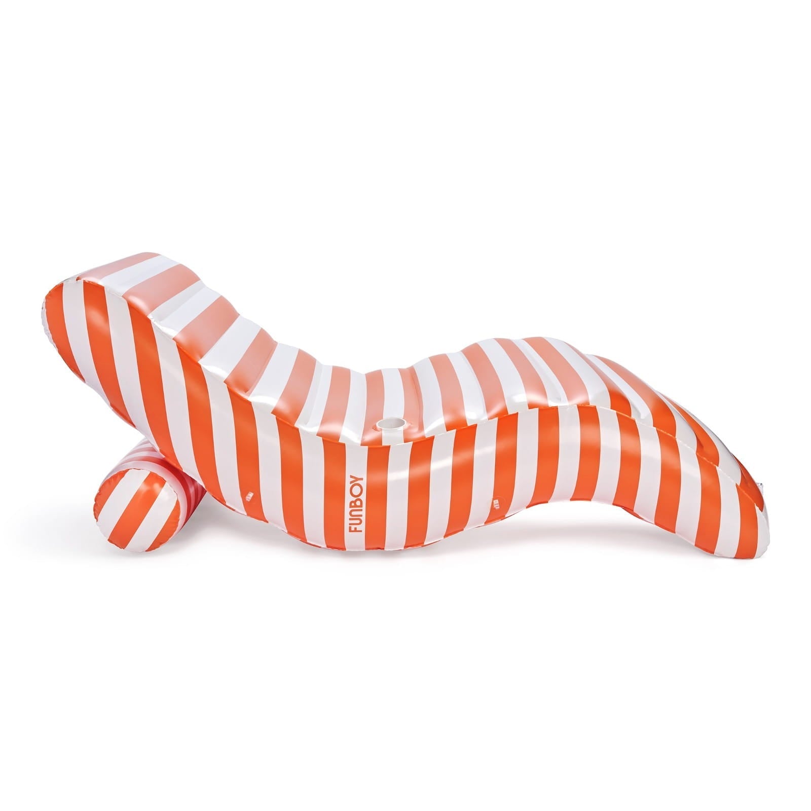Orange Striped Chaise Lounger Pool Float - FUNBOY