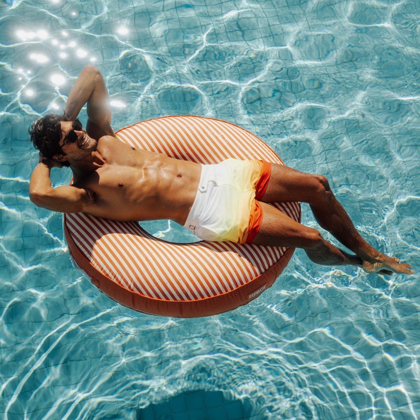 Fabric Covered Tube Float - Orange Stripe - FUNBOY