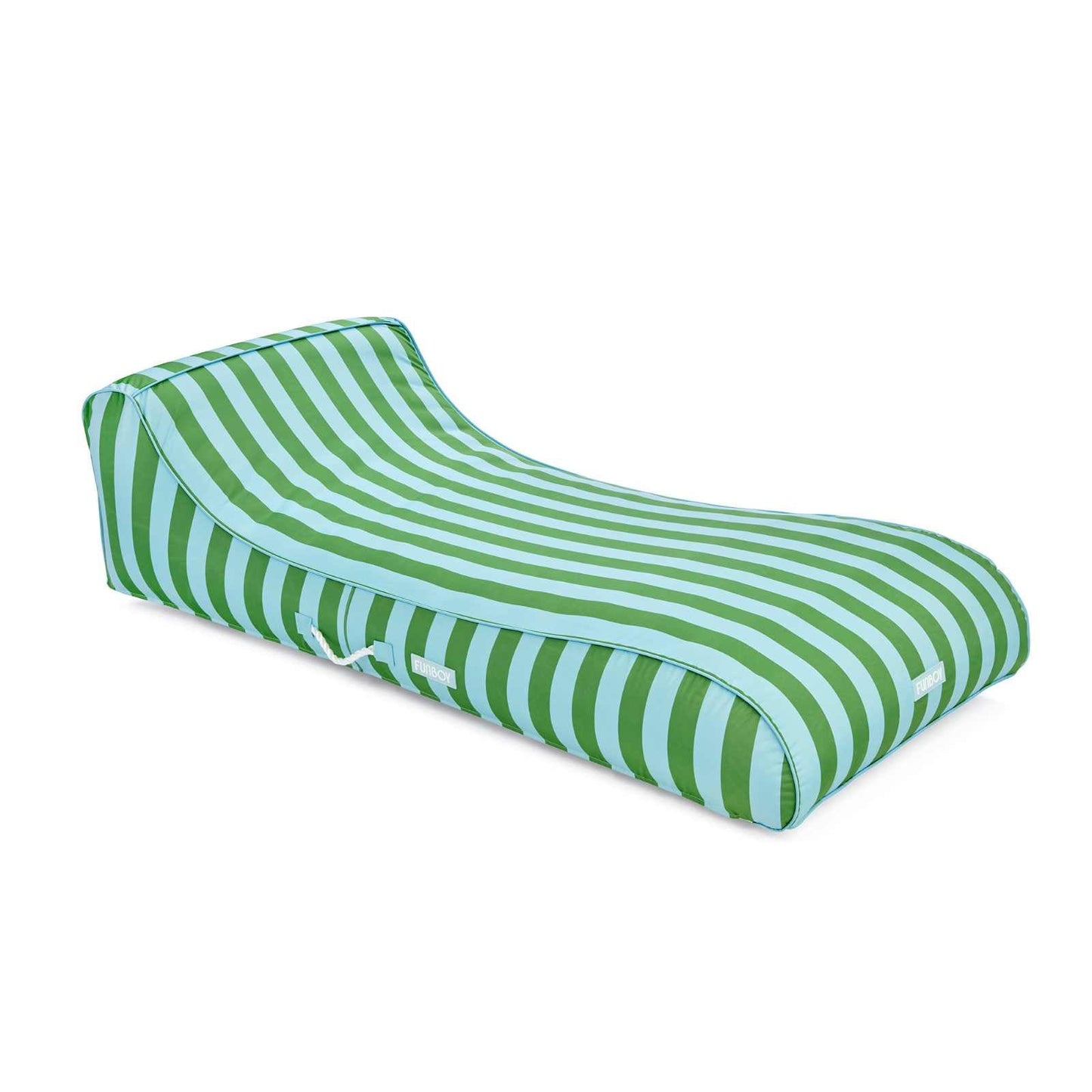 Fabric Covered Pool Float - Green & Blue Striped Sunbed Lounger - FUNBOY