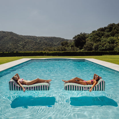 Fabric Covered Pool Float - Pink & Green Sunbed Lounger - FUNBOY