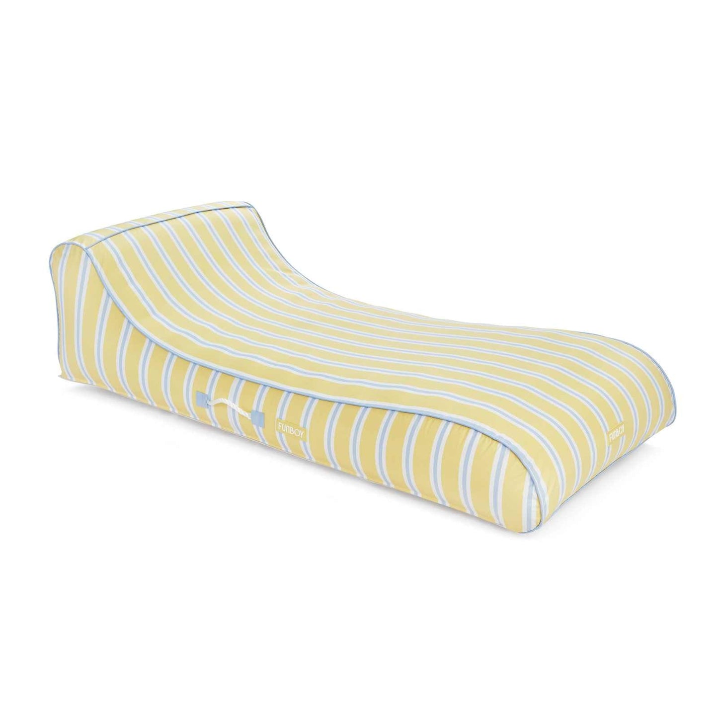 Fabric Covered Pool Float - Yellow, Blue & White Striped Sunbed Lounger - FUNBOY