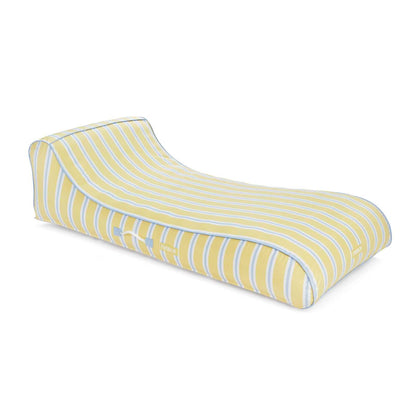 Fabric Covered Pool Float - Yellow, Blue & White Striped Sunbed Lounger - FUNBOY