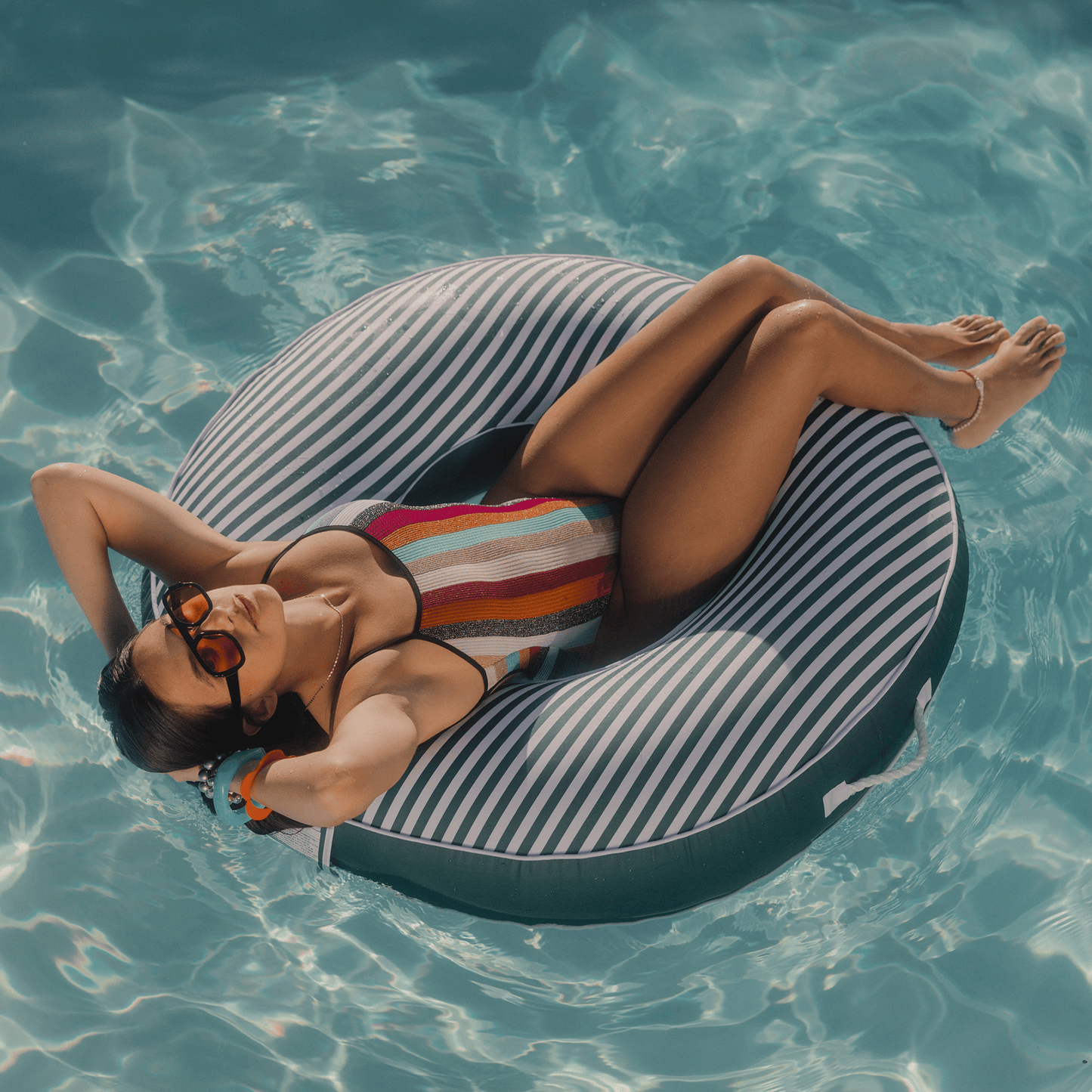 Fabric Covered Tube Float - Green Stripe - FUNBOY
