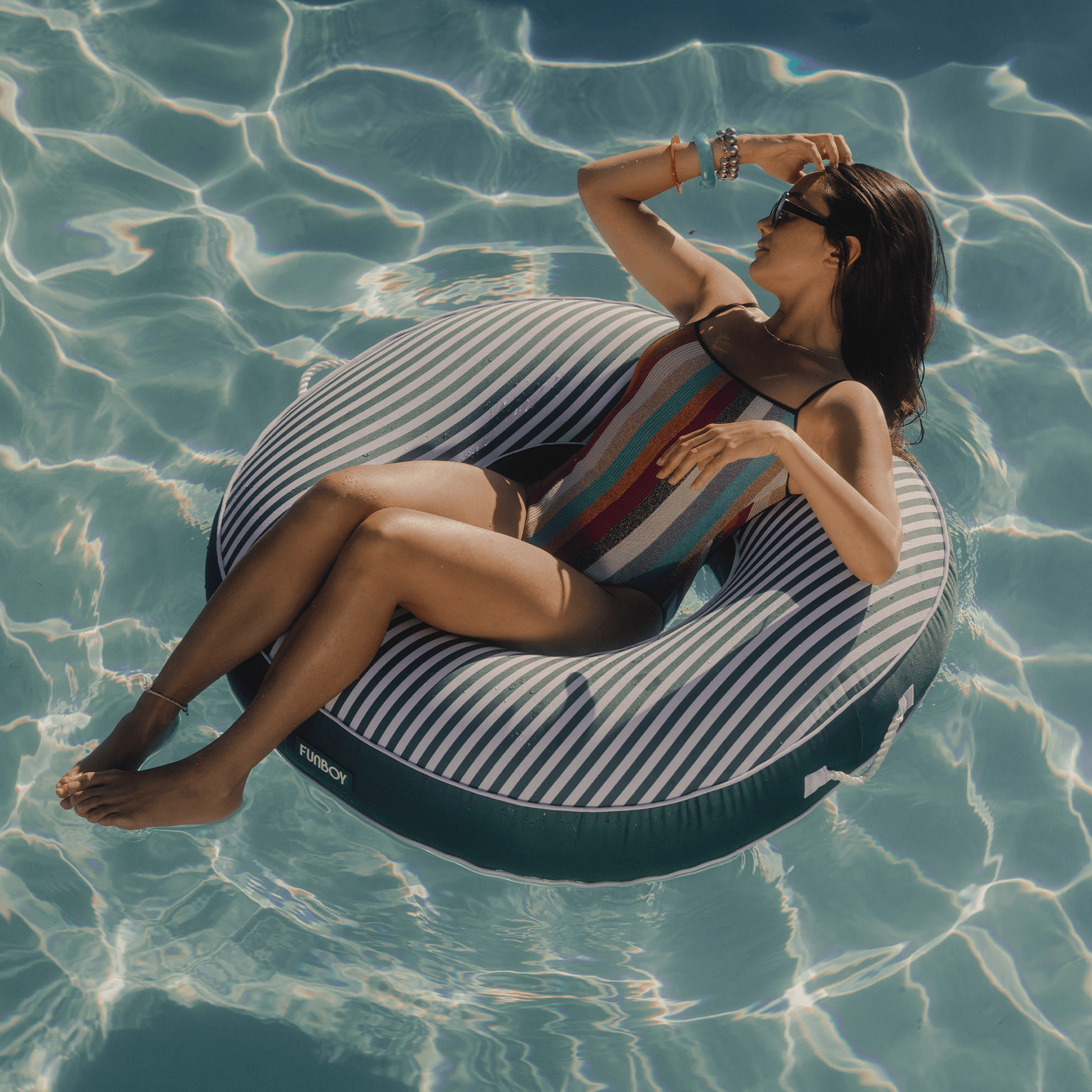Fabric Covered Tube Float - Green Stripe - FUNBOY