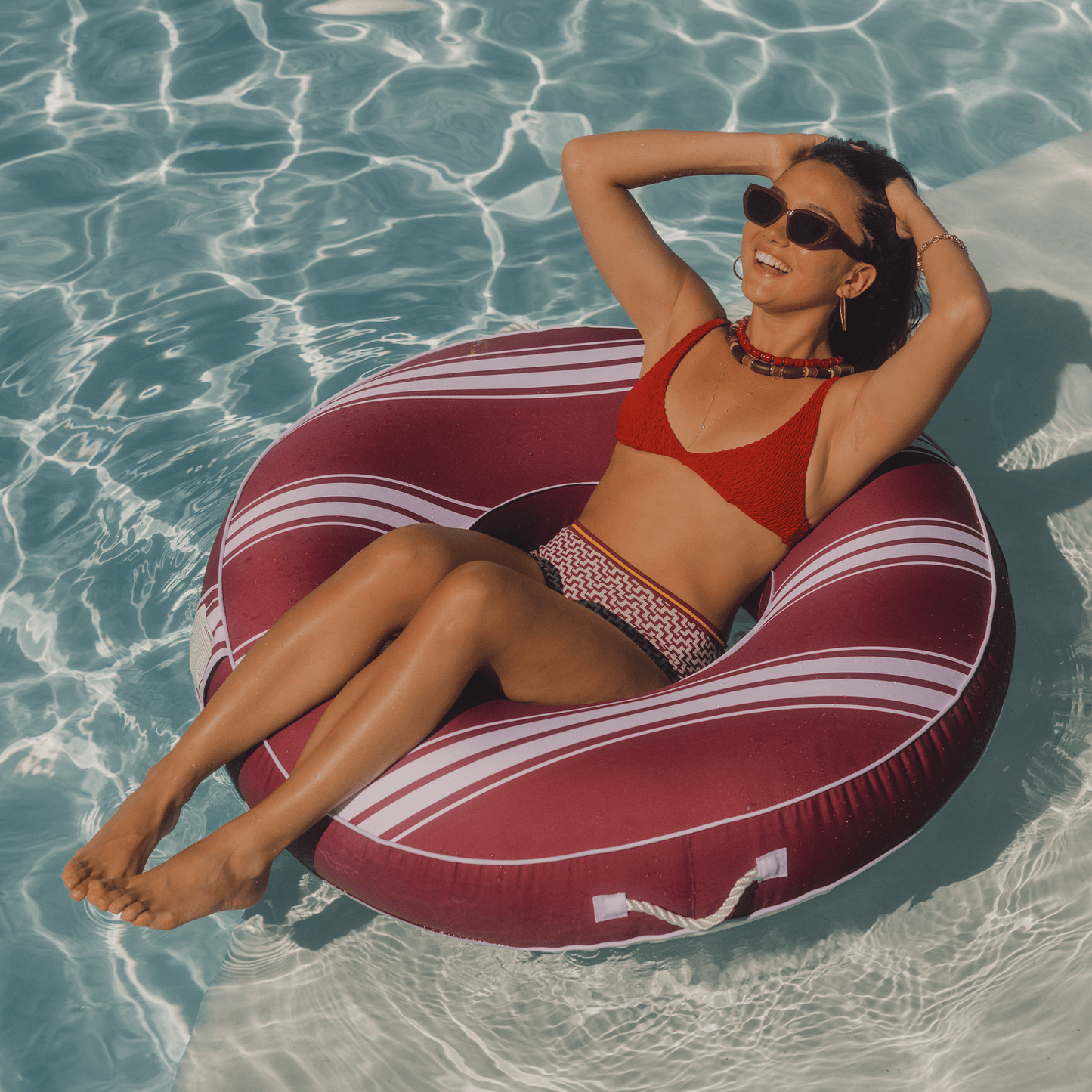 Fabric Covered Tube Float - Red Stripe - FUNBOY