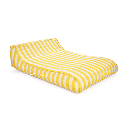 XL Fabric Covered Pool Float Sunbed Lounger - Yellow Cabana Stripes - FUNBOY