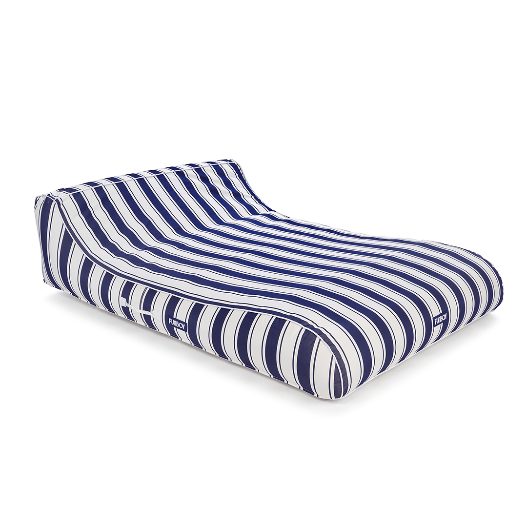 XL Fabric Covered Pool Float Sunbed Lounger - Navy Stripe - FUNBOY