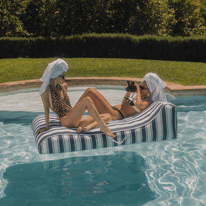 XL Fabric Covered Pool Float Sunbed Lounger - Navy Stripe - FUNBOY