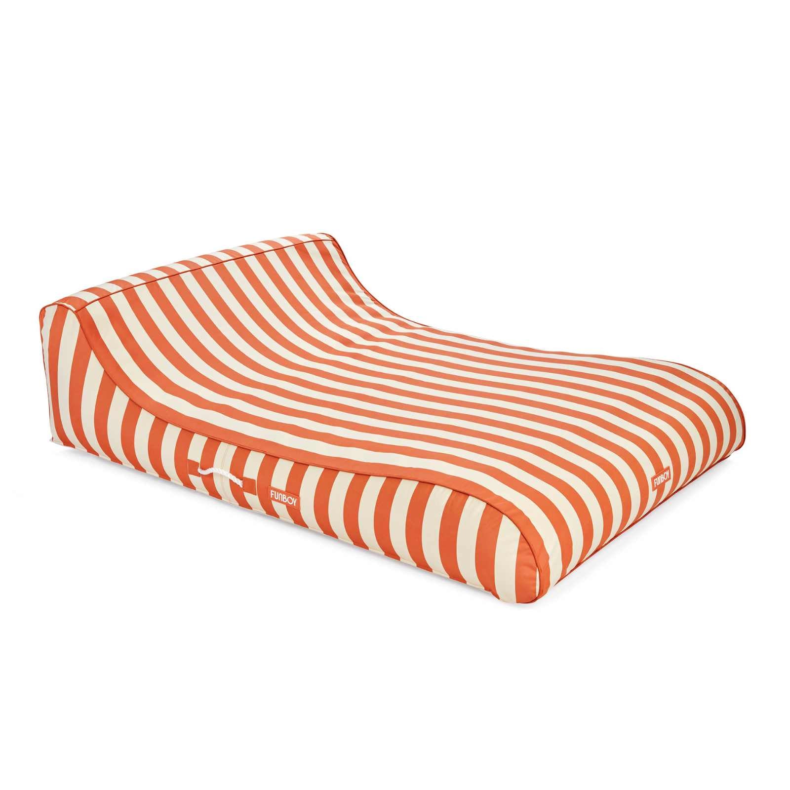 XL Fabric Covered Pool Float Sunbed Lounger - Orange Cabana Stripes - FUNBOY