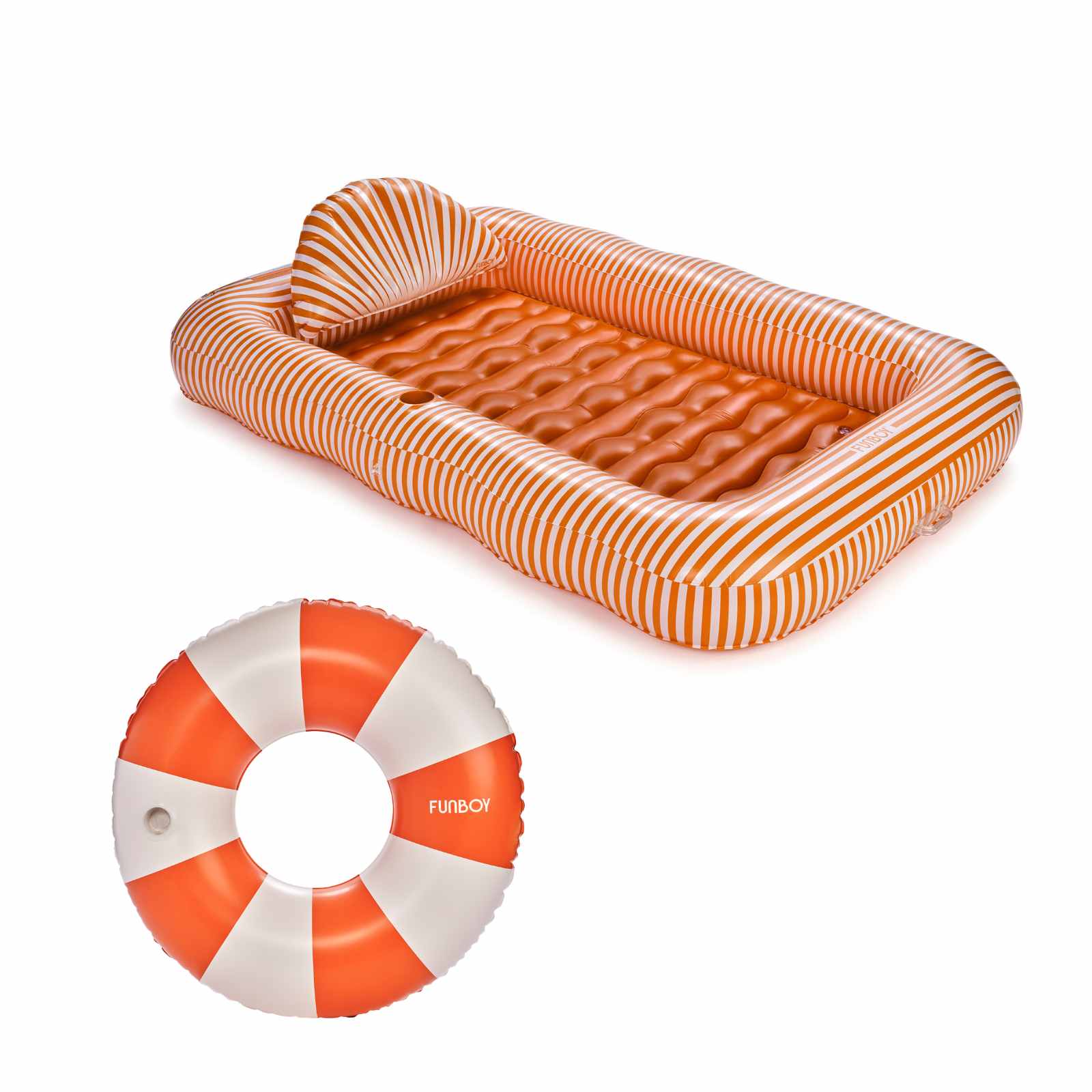 Burnt Orange Tanning Bundle; Tanning Pool Lounger + Tube - FUNBOY