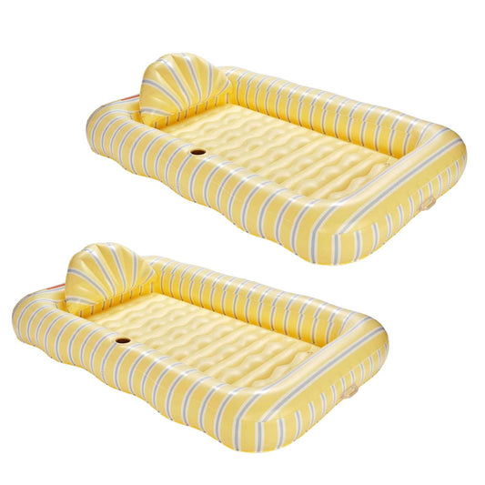 Yellow & Blue Tanning Pool Lounger, 2-Pack - FUNBOY
