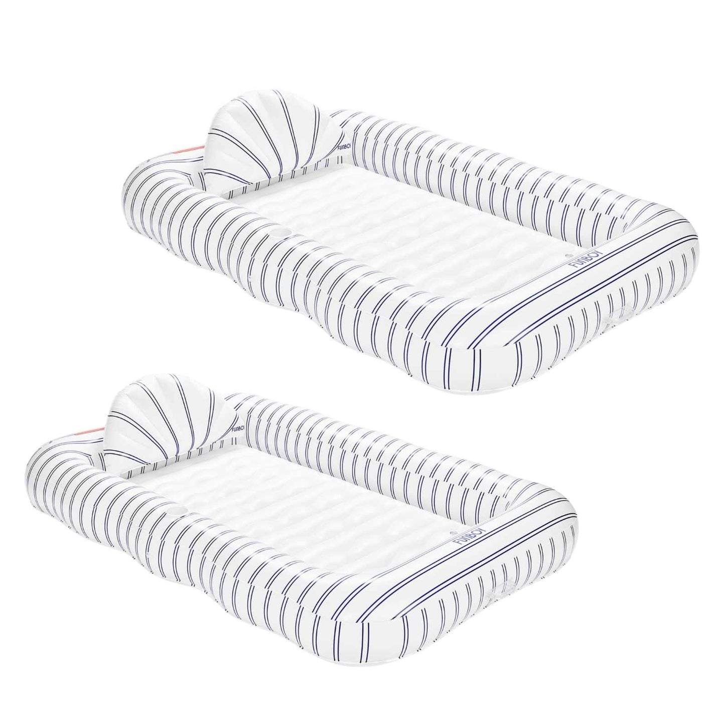 White & Navvy Tanning Pool Lounger - 2 Pack - FUNBOY