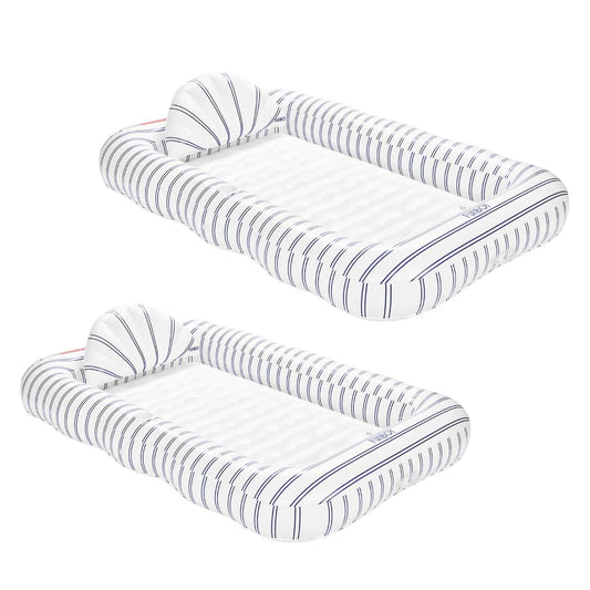 White & Navvy Tanning Pool Lounger - 2 Pack - FUNBOY
