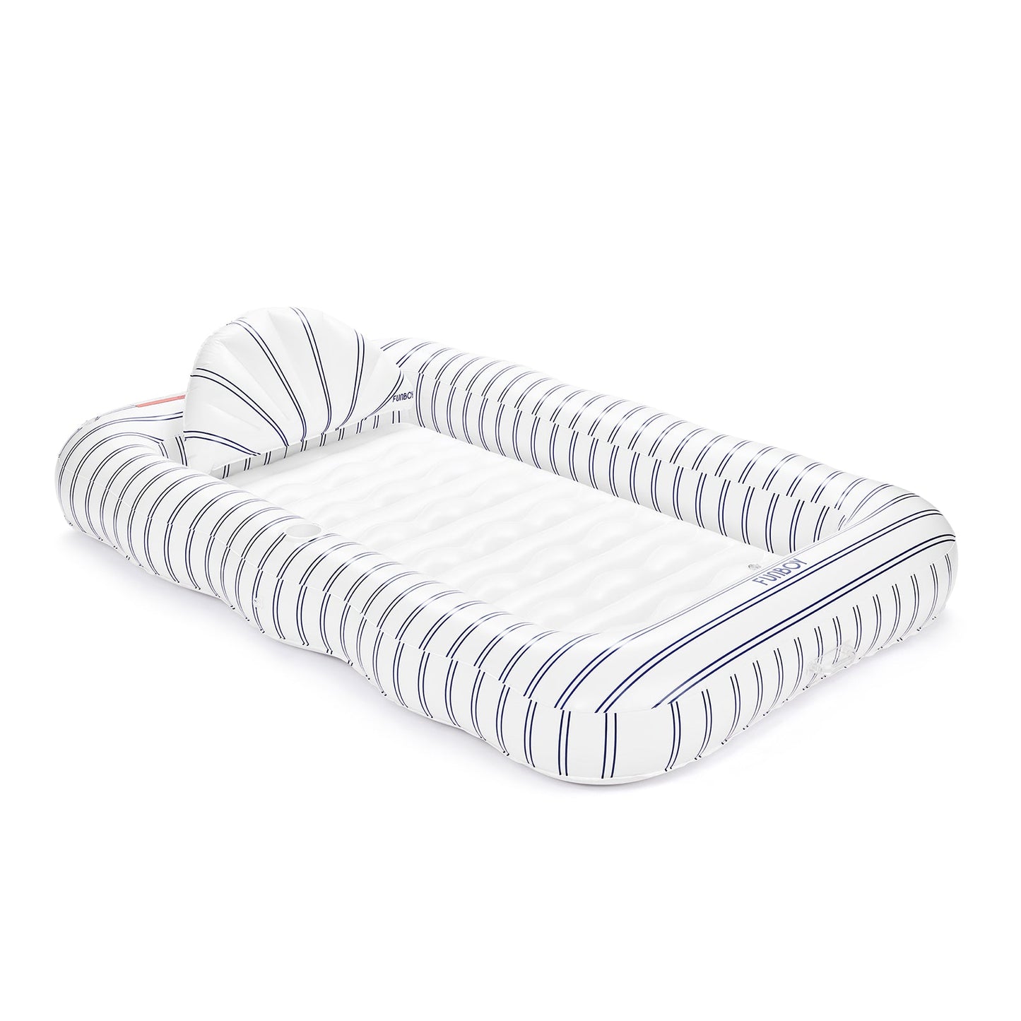 Tanning Pool Lounger: White & Navy Stripes - FUNBOY