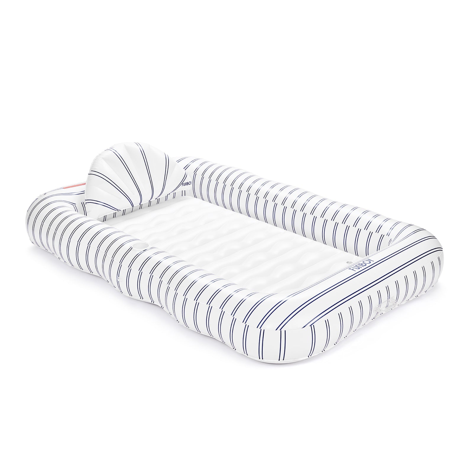 Tanning Pool Lounger: White & Navy Stripes - FUNBOY