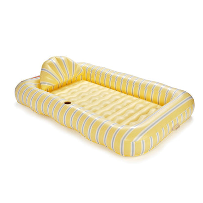 Tanning Pool Lounger: Yellow, White & Blue Stripes - FUNBOY