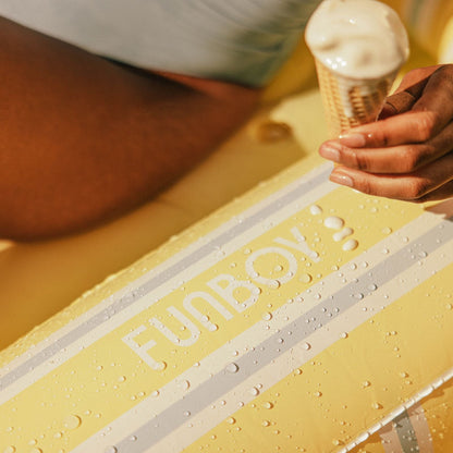 Tanning Pool Lounger: Yellow, White & Blue Stripes - FUNBOY