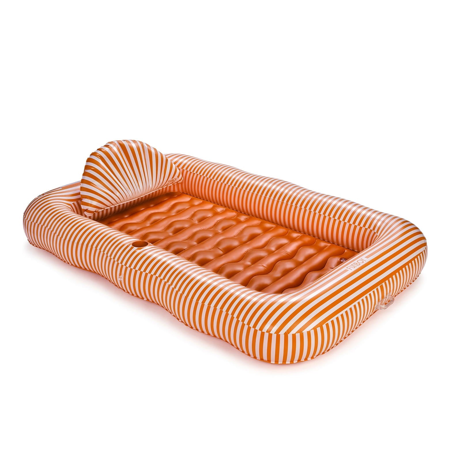 Tanning Pool Lounger: Orange White Stripes - FUNBOY
