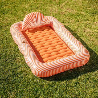 Tanning Pool Lounger: Orange White Stripes - FUNBOY
