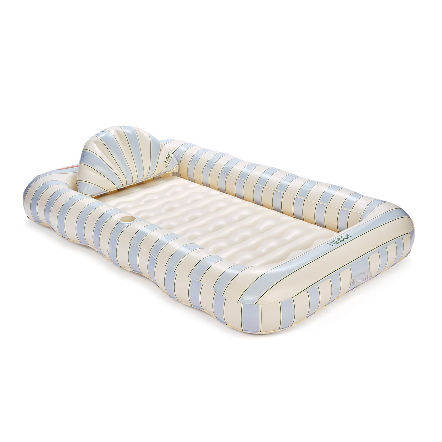 Tanning Pool Lounger: Blue, Green & White Stripes - FUNBOY