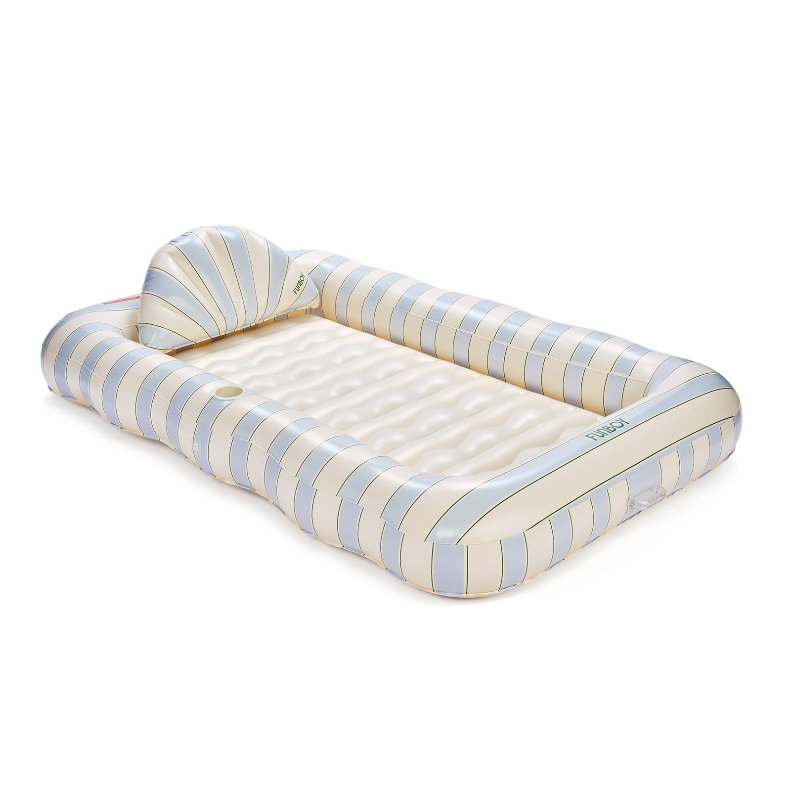Tanning Pool Lounger: Blue, Green & White Stripes - FUNBOY