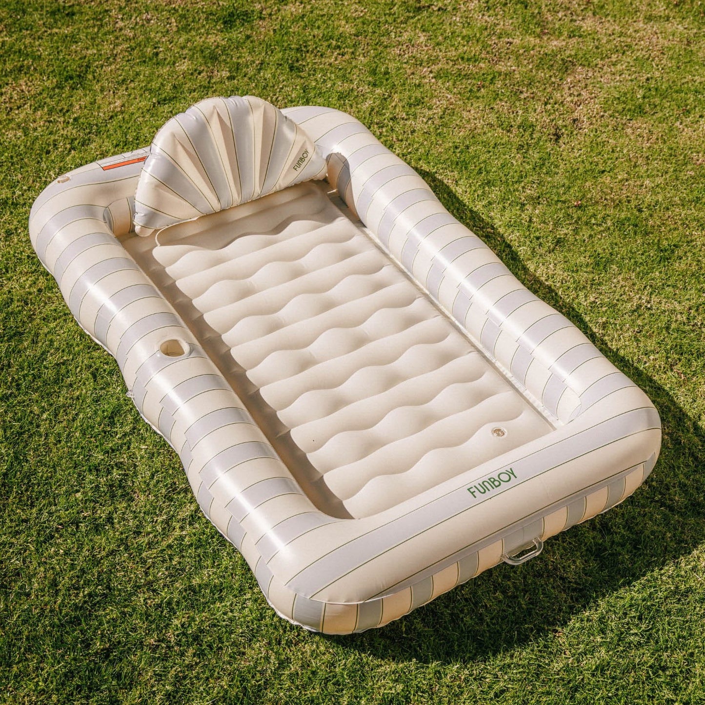 Tanning Pool Lounger: Blue, Green & White Stripes - FUNBOY