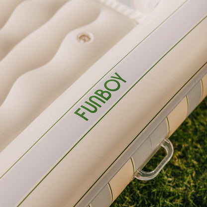 Tanning Pool Lounger: Blue, Green & White Stripes - FUNBOY