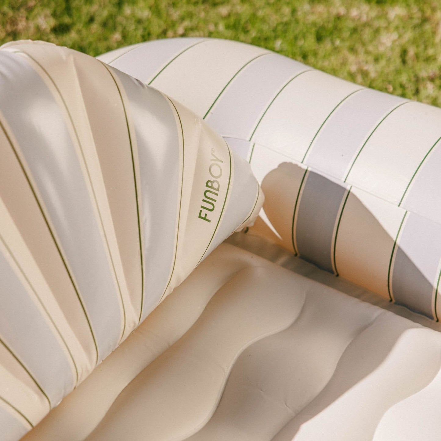 Tanning Pool Lounger: Blue, Green & White Stripes - FUNBOY