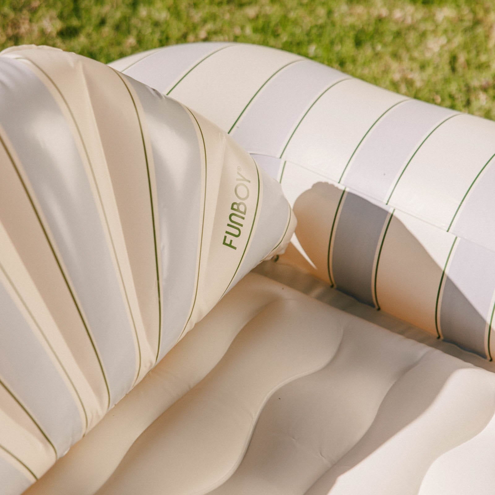 Tanning Pool Lounger: Blue, Green & White Stripes - FUNBOY