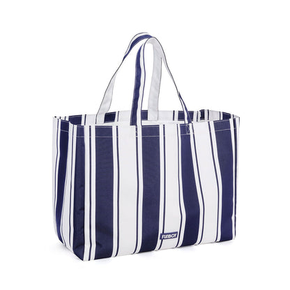 Beach Bag Tote, Navy Cabana Stripe - FUNBOY