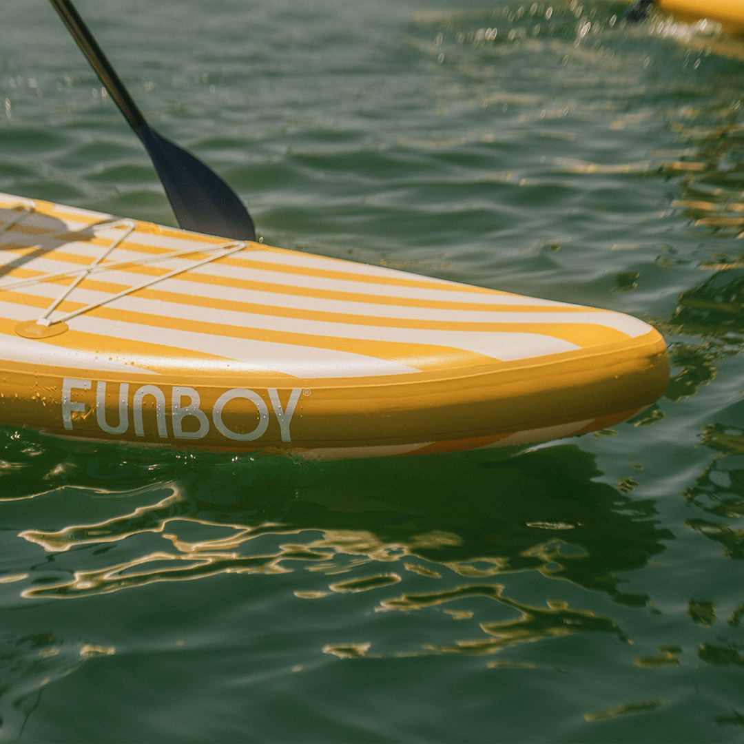11"6' Inflatable Stand Up Paddle Board - Yellow & White Cabana Stripe - FUNBOY